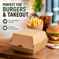 Caja de Embalaje para Hamburguesas y Papas Fritas, de Papel Kraft Biodegradable e Impermeable de 6 Pulgadas, Impresa Personalizada, con Diseño en Relieve, Reciclada