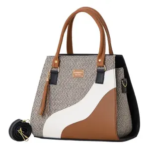 Bolso de yute para mujer Fana Harlow Camel, bolso de algodón ecológico duradero, mango largo, pantalla de letras de leopardo mediana para publicidad - Product Image 1
