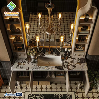 OEM 2025 Juerte doré bois massif moderne chambre à coucher salle de bain ensemble de vanité Table à manger bureau cuivre panneau d'armoire miroir évier robinet