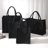 Sacs fourre-tout en toile à poignée noire personnalisables pour femmes Stratification réutilisable durable avec support ferme pour les achats et les cadeaux