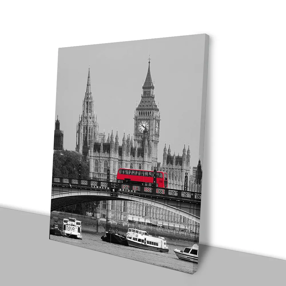 Poster Dekorasi Hotel London Big Ben Pemandangan Jalan Gambar HD Lukisan Kanvas Berbingkai Seni Dinding Cetak