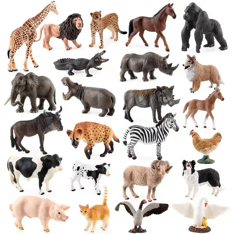 Venta al por mayor de PVC sólido simulación estatua modelo figuras de animales Mini animales juguetes figuras de animales figuritas de animales