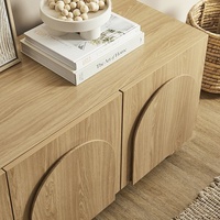 Meuble TV AJUNION, style nordique, pour salon, en MDF avec placage en chêne, meuble TV, unité de divertissement, table TV, console d'entrée