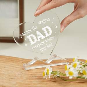 Plaque acrylique en forme de coeur signe papa cadeaux pour la fête des pères anniversaire noël gravé Keeke décor présentoir pour fils/fille - Product Image 6