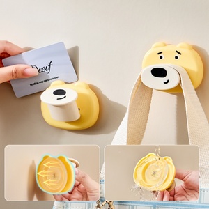 Custom Logo/Color <b>Cute</b> Little <b>Bear</b> Suction Cup Hooks Strong Vacuum Repeated Use Suction Cup Wall Hooks for Bathroom - Product Image 1