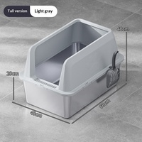 Litière pour chat grande capacité en acier inoxydable et PP, très populaire sur TikTok, avec design à rebord surélevé, facile à nettoyer, sans odeur