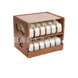 Wooden Double Layer Pet Food Can Holder Solid Wood Desktop <b>Storage</b> Rack For Cats Dogs - Product Image 5