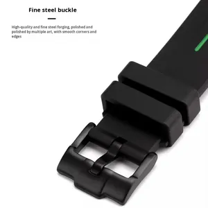 Bracelet de montre sport en caoutchouc et silicone marron de 20 mm avec boucle déployante en acier et extrémité incurvée - Product Image 2