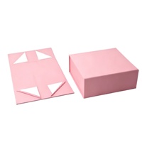 Nouvelle arrivée, boîte cadeau simple et élégante en papier rose rigide, fermeture magnétique, ruban, estampage imprimé, recyclable, pour cosmétiques