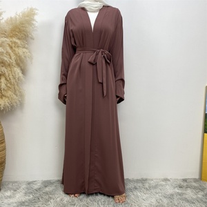 1993 #   Abaya ouverte en tissu Nida de haute qualité, couleur unie, avec manches évasées larges, abayas pour femmes musulmanes, cardigan, 10 couleurs - Product Image 3
