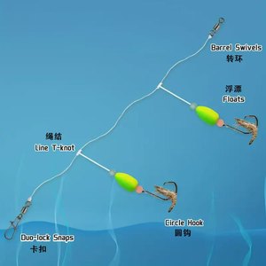 Rigues <span class=keywords><strong>de</strong></span> <span class=keywords><strong>pêche</strong></span> au pompano pour la <span class=keywords><strong>pêche</strong></span> en surf en eau salée avec hameçons double cercle et à large ouverture – Équipement <span class=keywords><strong>de</strong></span> <span class=keywords><strong>pêche</strong></span> en surf - Product Image 3