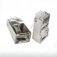 Cat6 STP POE RJ45 Konnektör 8P8C Katı Bakır Pin Nikel Kaplama 3U Altın Kaplama Korumalı Ağ Fişi