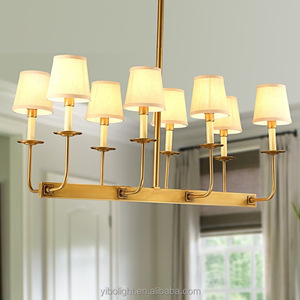Lámpara Colgante Moderna <span class=keywords><strong>de</strong></span> Cobre, Estilo Antiguo, Pantalla <span class=keywords><strong>de</strong></span> Tela, LED Blanco Cálido 3500K, Garantía <span class=keywords><strong>de</strong></span> 3 Años, Regulable, Certificación CE - Product Image 1