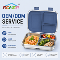 Boîte à lunch Aohea en acier inoxydable 304 de qualité alimentaire, sans BPA, 3 compartiments, pour la conservation de la fraîcheur, avec impression personnalisée, étanche
