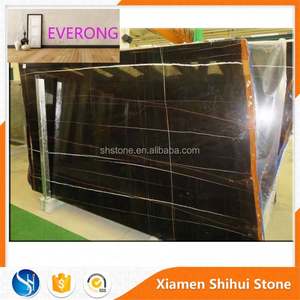 Tunisie Veines blanches et dorées Carrelage en marbre noir Lauren - Product Image 4