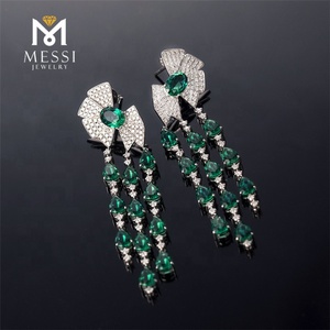 Messi Jewelry butterfly Knot <strong>Drop</strong> <strong>Earring</strong> With Tear Shape <strong>Emerald</strong> Tassel <strong>Earring</strong> Woman Luxury Wedding <strong>Emerald</strong> Jewelry - Product Image 5