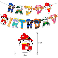 Décorations de fête d'anniversaire pour enfants, banderole, ballons de couleurs mélangées de dessin animé, garniture de gâteau, décoration de fête