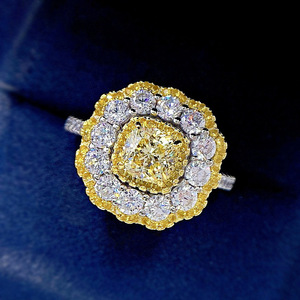 Bague en diamant de laboratoire Bague en diamant VVS Fat square IGI GIA Yellow pink 2-carat Main Stone Radine Yellow Diamond Gemstone Ring - Product Image 4