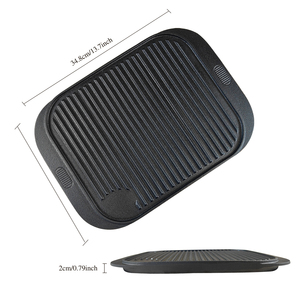 Plaque de cuisson double face en fonte pour barbecue, idéale pour le camping, la cuisson de viande, la friture et comme plateau de service – Accessoire indispensable pour le barbecue - Product Image 3