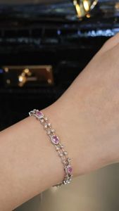 Xinfly Elegant 18K Gold Pink Sapphire Natural Diamond Bracelet Fine Jewelry <b>Bangles</b> - Product Image 4