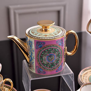 Service à thé en céramique de luxe à 15 pièces, best-seller, avec poignée dorée, en porcelaine osseuse, tasse à café - Product Image 2