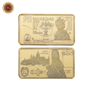 Moneda de oro cuadrada de 50 libras conmemorativa de la Reina Isabel II personalizada, lingotes chapados en oro - Product Image 2