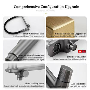 Медный кухонный кран 3-в-1 с функцией горячей и холодной воды и встроенным фильтром для прямой питьевой воды - Product Image 5