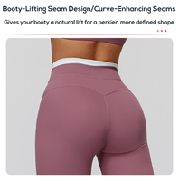 Custom Label Europese Amerikaanse Naakte Yoga Leggings met Hoge Taille, Sport- en Fitness Leggings met Geribbelde Tailleband