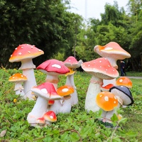 Ensemble de statues champignon surdimensionnées-Décor de conte de fées en fibre de verre résistant aux intempéries pour parcs et centres de villégiature