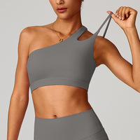 2026 Soutien-gorge de sport asymétrique à une épaule, dos découpé, effet push-up, pour le yoga, la course et le fitness, vêtement de sport pour femme