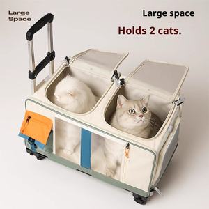 Vente en gros de bagages pour animaux de compagnie avec roues, sac à dos portable d'extérieur, grande capacité, poussette multi chat de grande taille, cage montée sur voiture pour chien - Product Image 3