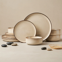 Service de table en grès EKA 12 pièces, service de table en céramique à glaçure réactive, service de table en porcelaine écologique