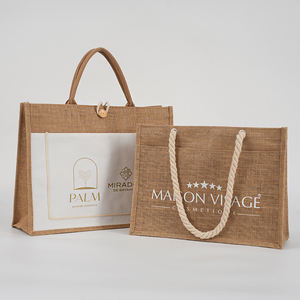 Borsa Tote Vintage Impermeabile in Lino con Logo Stampato Personalizzato, Borsa <span class=keywords><strong>da</strong></span> Shopping Portatile in Juta <span class=keywords><strong>da</strong></span> Donna con Motivo a Cartoni Animati - Product Image 1