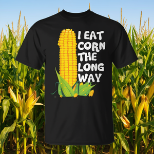 Camiseta I Eat Corn The Long Way, divertida, con humor sobre comida, unisex, para adultos, cuello redondo, manga corta, impresión digital - Product Image 3