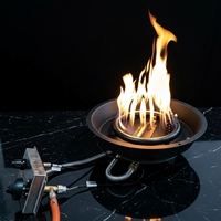 Kit de brûleur à gaz rond encastrable de 330 mm, revêtement noir, pour foyer extérieur et cheminée.