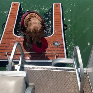 Taille personnalisée 42 pouces en bois couleur pliable chien piscine échelle rampe 4 étapes extérieur eau gonflable chien jouer rampe de montée pour bateau - Product Image 2
