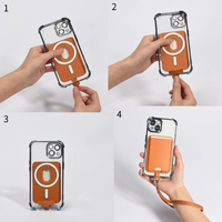 Porte-cartes magnétique robuste avec cordon, en cuir PU détachable, pour badge d'identification et carte d'accès, avec support magnétique pour une utilisation mains libres