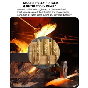 Utensilios de Cocina de Lujo, Juego de Cuchillos de Cocina con Recubrimiento Dorado de Titanio, Cuchillos de Chef de Acero Inoxidable para Cortar Huesos y Rebanar - Product Image 3