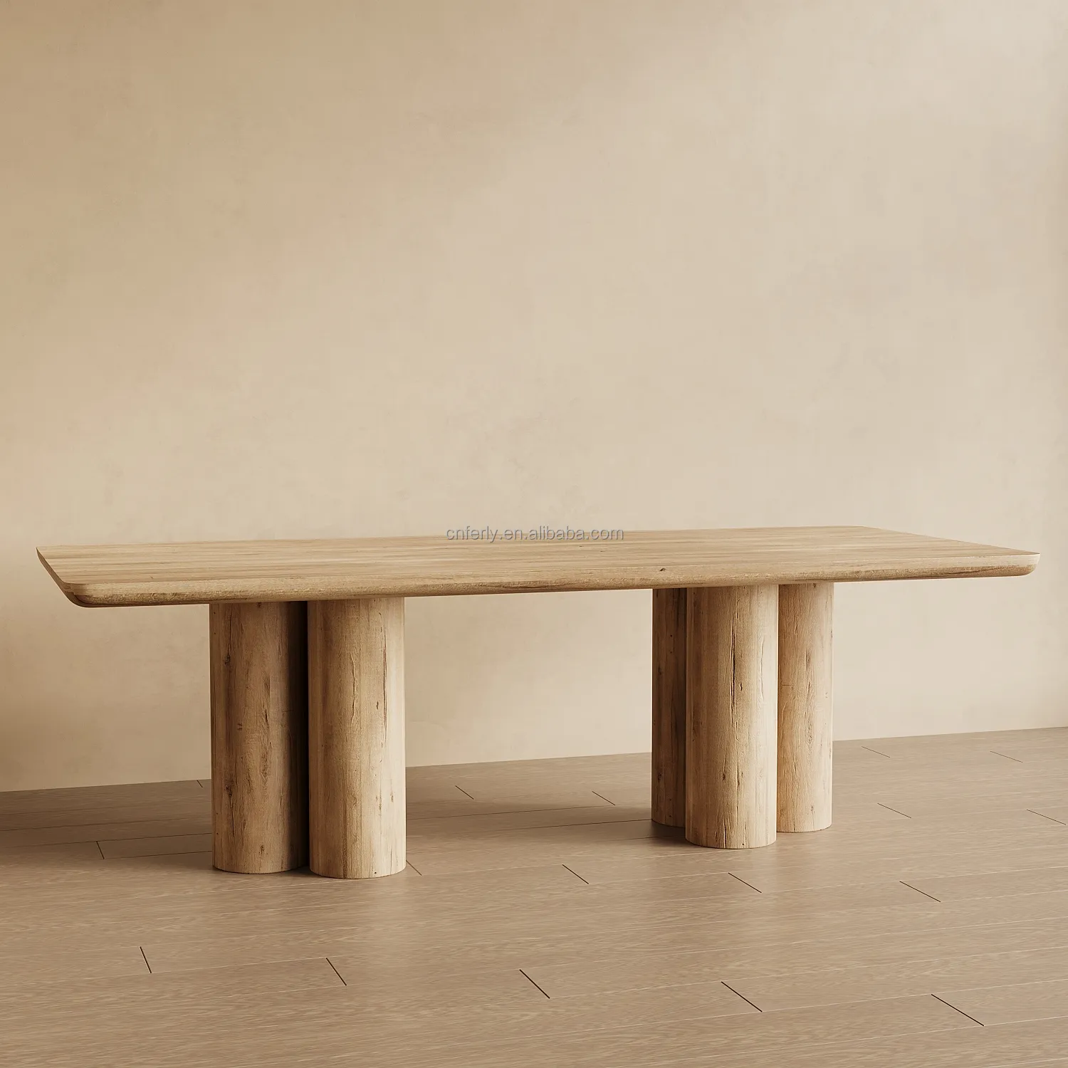 Furnitur baru, meja makan persegi panjang, Meja makan, Set meja makan kayu ek padat Modern untuk 8