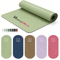 Matras Yoga Karet Alam PU Ramah Lingkungan Warna Kustom Anti Selip untuk Rumah dan Gym, Matras Yoga Oval PU dengan Logo Kustom, Kepadatan Tinggi