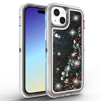 Coque robuste antichoc pour iPhone 15 avec protection intégrale et motif sable mouvant liquide