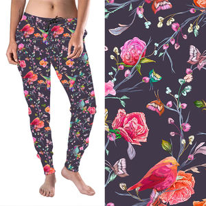 Design personalizzato uccelli e donne con stampa floreale <span class=keywords><strong>Jogger</strong></span> 92% poliestere 8% Spandex cordoncino alta qualità Premium <span class=keywords><strong>pantaloni</strong></span> da <span class=keywords><strong>donna</strong></span> - Product Image 1