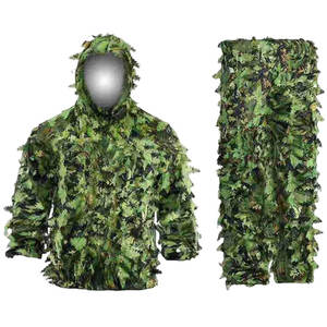 Vêtements de chasse d'hiver pour l'extérieur, combinaison de chasse professionnelle à manches longues avec design de feuilles 3D, 100% polyester - Product Image 1