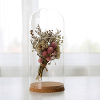 Cloche en verre borosilicate transparente décorative faite à la main pour baptême, avec base en bois et bouchon en liège, design minimaliste