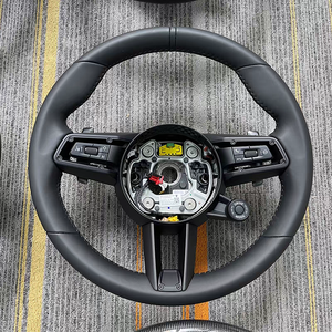 Volante de Coche Personalizado de Fibra de Carbono con Base Plana y Cuero Rojo, Compatible con <span class=keywords><strong>Porsche</strong></span> Panamera, <span class=keywords><strong>Macan</strong></span>, Cayenne, 918, 911, 718, 970, 971 - Product Image 4