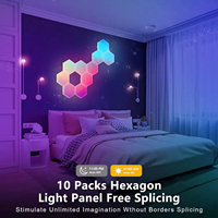 Lumière murale hexagonale intelligente LED RGB à commande vocale WIFI, ABS, DIY, application Tuya, alimentation USB, modulaire, écologique, à intensité variable, décoration intérieure