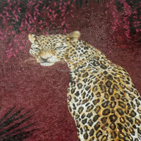 Mosaik Kaca Giok Es Motif Macan Tutul, Seni Dinding Hewan Tropis, Panel Dekoratif untuk Dekorasi Interior Lobi Hotel