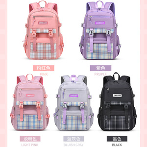 ZMBABY Student <b>Backpack</b> 18 In Plaid Design Lightweight Casual For Girls School Use - Product Image 2