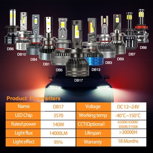Kit de Faros Delanteros para Coche 2025 de Alta Gama H7 H11 9005 140W 140000LM Sin Errores Luz Alta y Baja, Bombillas LED para Faros 9007 H4 H13 - Product Image 2