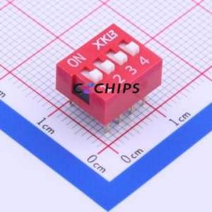 DS-04RP DIP Switch Through hole Component (THT) Switch Flat Toggle, Raised Type Single Pole Single Throw 4 PC Pin - Product Image 1